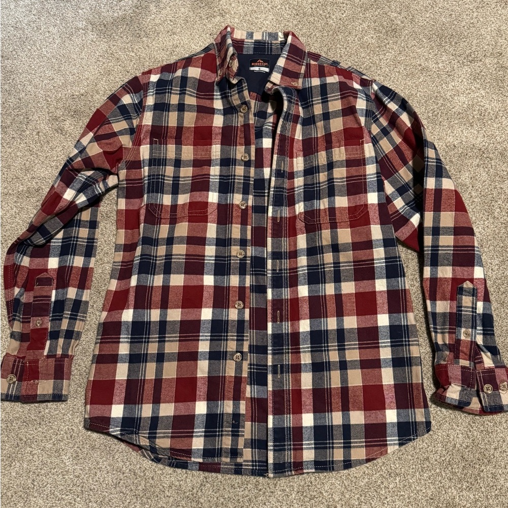Men's Plaid Shirt - Red, Blue, and White